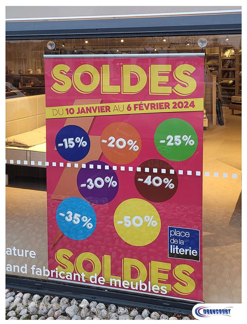 Affiche grand format Soldes Place de la literie