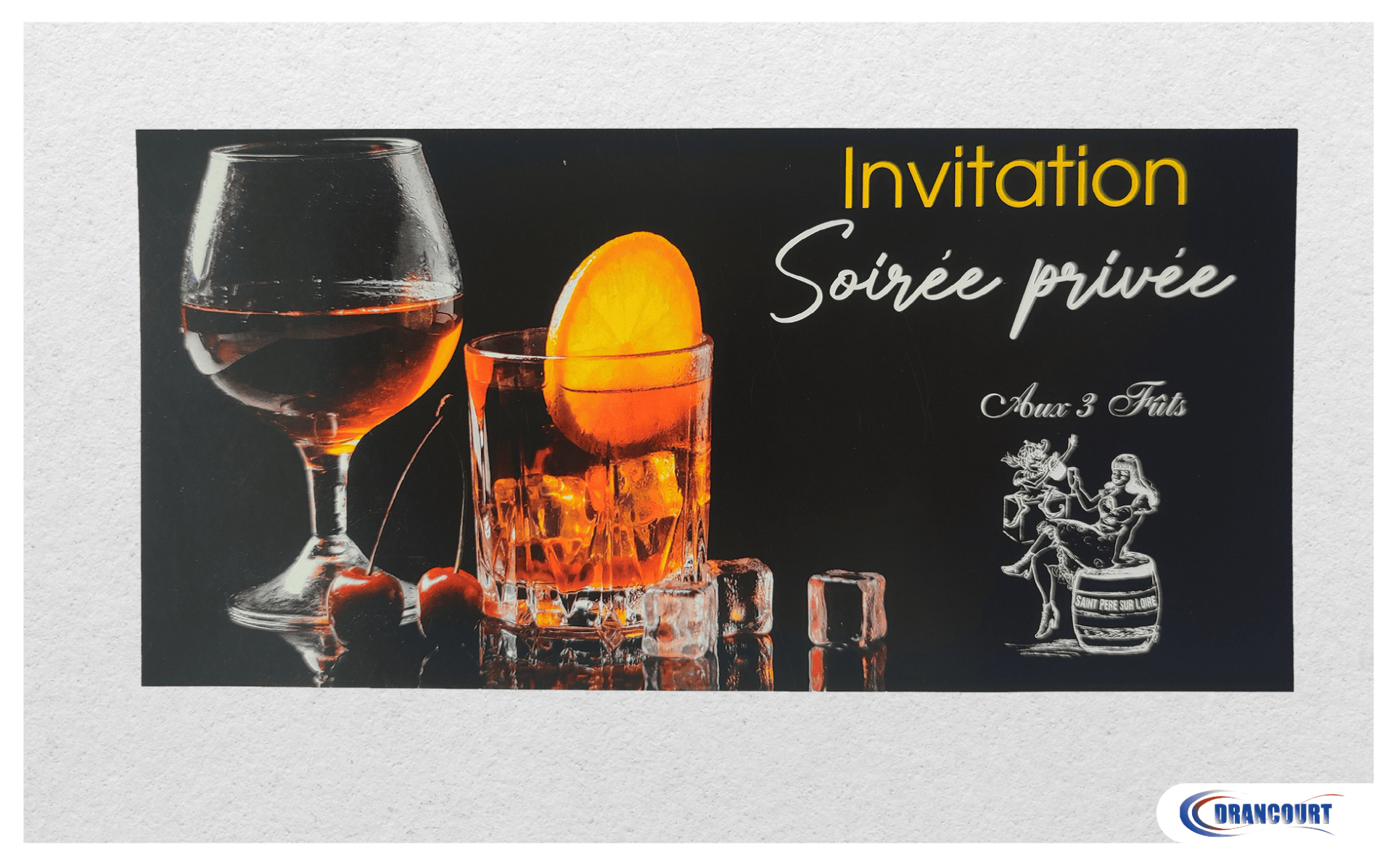 Carton d'invitation Soirée privé Aux 3 Fûts